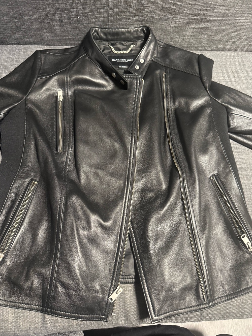 Marc New York Andrew Marc Black Leather Moto Jacket